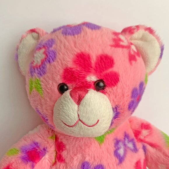 Build A Bear Pink Bear Flowers and Purple Butterflies Plush - Picture 3 of 5